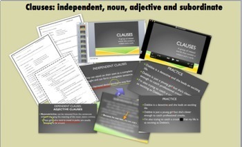 Preview of Clauses: Video, PP, Notes, HW, Quiz - grammar lesson