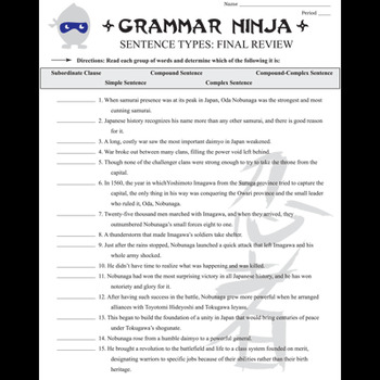 grammar ninja worksheets