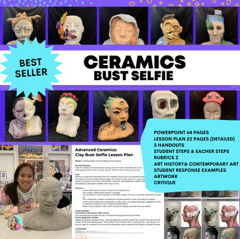Preview of Clay Ceramics Bust "Selfie" (middle and high school) 1 marking period 8 weeks