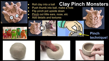 Preview of Clay Pinch Pot Monsters - Google Slides Art Lesson {MrsBrown.Art}