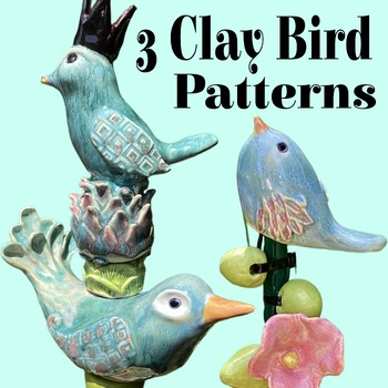 Preview of 3 Clay Bird Templates For Beginning Ceramic Artists. Slab Built Patterns