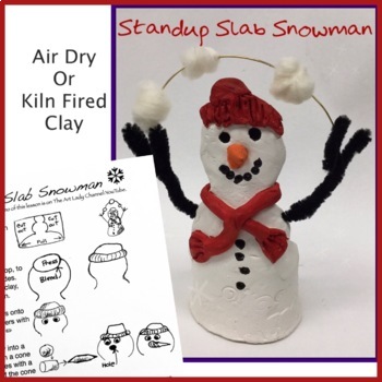 Preview of Clay Snowman tossing Snowballs, Slab Built Winter Craft