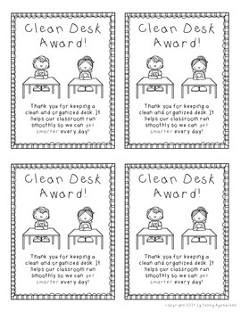 Clean Desk Award Freebie By Jenny Rynearson Teachers Pay Teachers