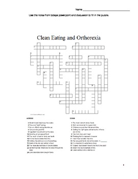 Preview of Clean Eating and Orthorexia Puzzle