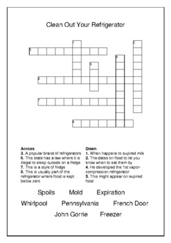 Clean Out Your Refrigerator Day November 15th Crossword Puzzle Word