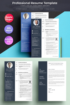 Preview of Clean Resume CV Template With Ms Word | Mac Pages | Powerpoint | +Coverletter