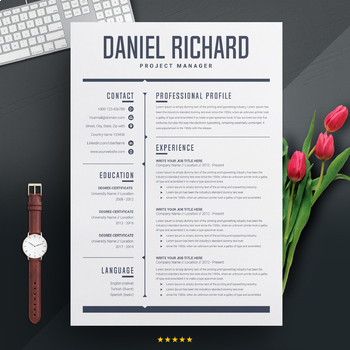 Preview of Clean Resume Design Template for Project Manager