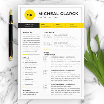 Preview of Clean Resume Template with Yellow