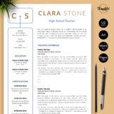 Clean Teacher Resume - Clara Stone /  Teacher CV for MS Wo