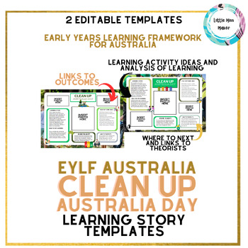 Preview of Clean Up Australia Day EYLF Early Learning Story EDITABLE Templates