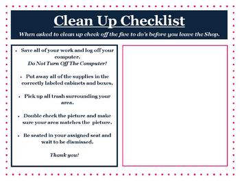 Preview of Clean Up Checklist Sign