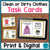Life Skills Task Cards - Clean or Dirty Laundry (Print & D