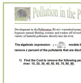 Preview of Clean-up of the Pollutomax: A Rational Expressions and Equations Activity