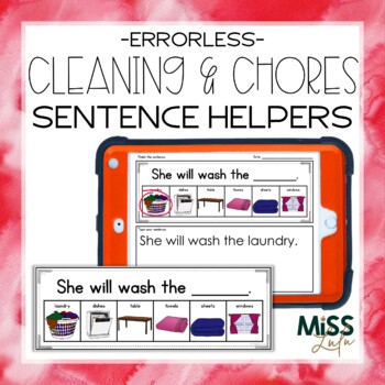 Preview of Cleaning & Chores Errorless Sentence Helpers + Digital