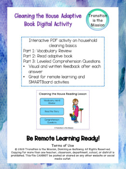Preview of Cleaning the House Adaptive Book Digital Activity- Life Skills