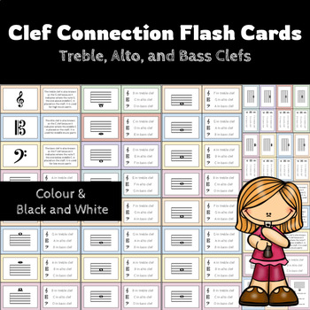 Preview of Music Clef Flashcards - Treble Clef, Alto Clef and Bass Clef - Music Education