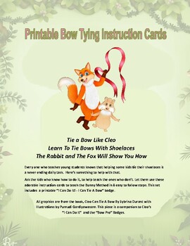 Preview of Cleo's Printable Bow Tying Instruction Cards