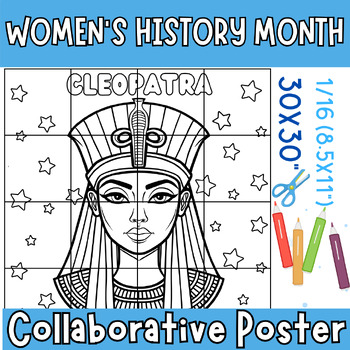 Preview of Cleopatra Collaborative Coloring Poster Activities, Women's History Month