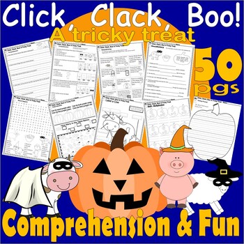 Preview of Click Clack Boo A Tricky Treat Halloween Read Aloud Book Companion Study Moo