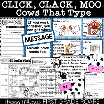 Preview of Click Clack Moo Activities Book Companion & Cow Nonfiction Informational Text