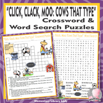 Click Clack Moo Cows That Type Activities Cronin Crossword Puzzle