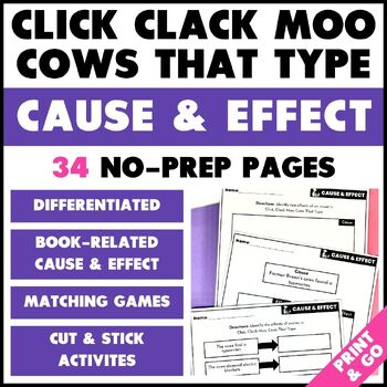 Preview of Click, Clack, Moo Cows That Type Cause & Effect Graphic Organizers Activities