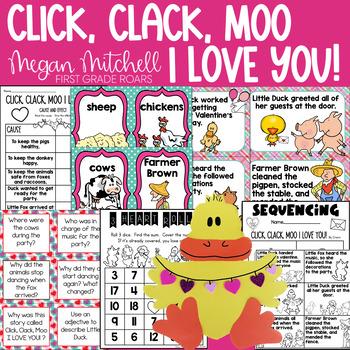 Preview of Click Clack Moo I Love You Valentine Reading Comprehension Activities 