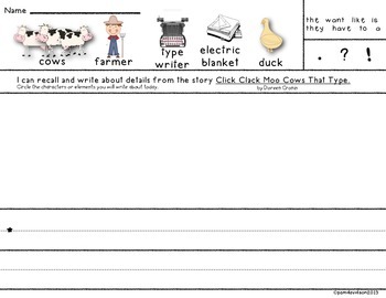 Click Clack Moo Literacy Fun Oral Language Writing Centers And Activities