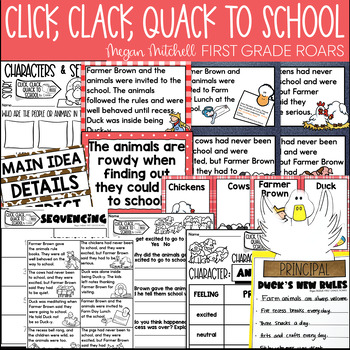 Preview of Click, Clack Quack to School a Back to School Comprehension Book Companion
