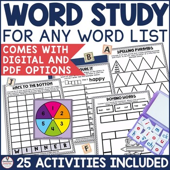 Preview of Word Study Activities for ANY Spelling List Word Work Phonics