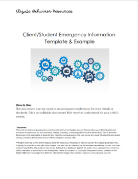 Preview of Client/Student Emergency Info Template (Editable!)