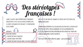 Des Stereotypes Francaises By Lamig Laura Gonzalez Tpt