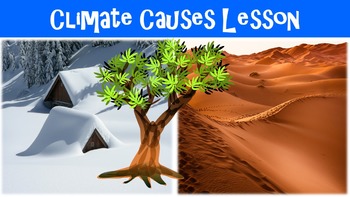 Preview of Climate Causes Lesson with Power Point, Worksheet, and Vocabulary Page