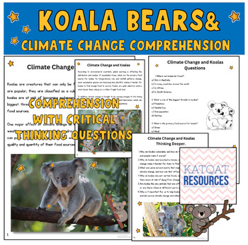 Preview of Climate Change And The Koala- Comprehension and Critical Thinking Skills