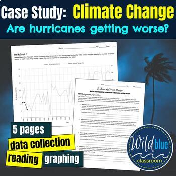 Preview of Climate Change Case Study | Hurricanes | Worksheet | Graphing | Reading