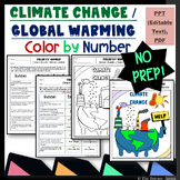 Climate Change Color by Number | Global Warming Color by C