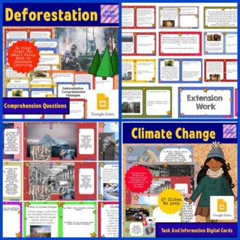 Preview of Climate Change & Deforestation Mini Activity Task Card Bundle