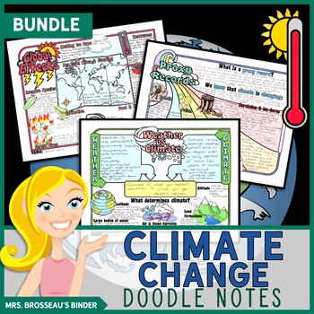 Preview of Climate Change Doodle Notes | Climate Change Lessons Unit Bundle