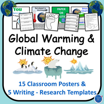 Preview of Climate Change & Global Warming Posters & Writing Research Activity Earth Day