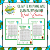 Climate Change Global Warming Word Search Puzzle | Earth D
