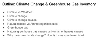 Preview of Climate Change &  Greenhouse Gas Inventory - SS Fundamentals of Sustainability