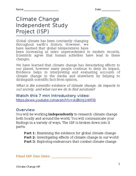Preview of Climate Change - 3 Part Independent Study Project