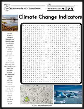 Preview of FREE Climate Change Indicators Word Search Puzzle