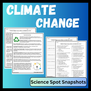 Preview of Climate Change Reading Comprehension - Print and Digital Resources