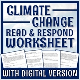 Climate Change CER Activity Worksheet with Claims Evidence