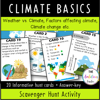 Preview of Climate & Climate zones Scavenger hunt activity BASICS | Printable & Digital