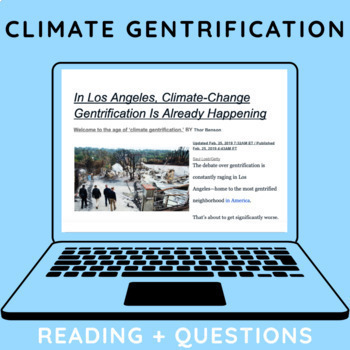 Preview of Climate Gentrification Reading and Questions (Environmental Justice)