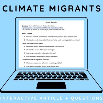 Preview of Climate Migrants - Article & Webquest