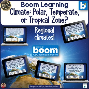 Preview of Climate: Polar, Temperate, or Tropical Region?  Boom Learning Digital Task Cards