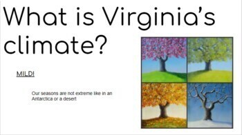 Preview of Climate, Seasons, and Landforms (for Virginia, but EDITABLE)